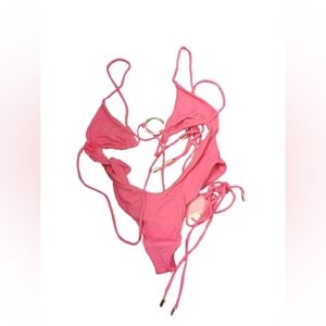 NWT Kamari Criss Cross Tie Cutout One Piece Monokini Swimsuit